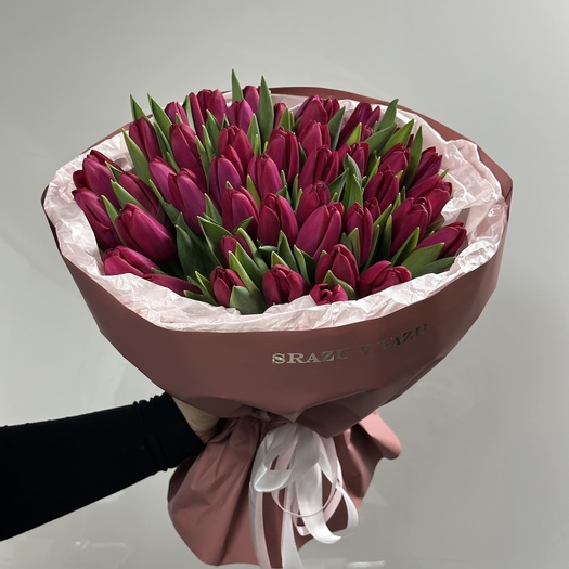 Букет из розовых тюльпанов 45шт