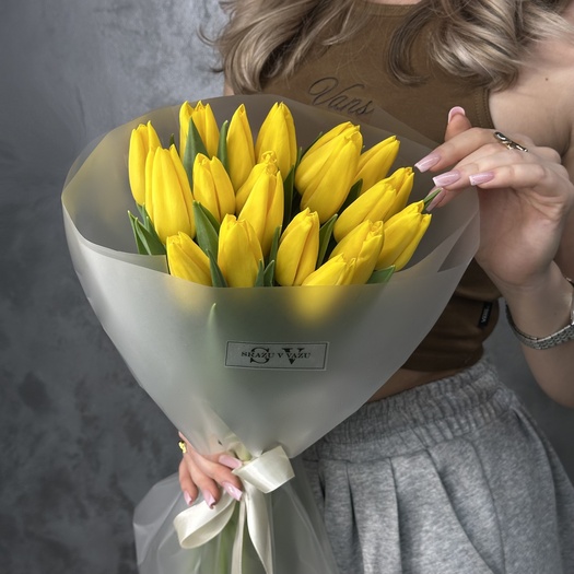 Букет из желтых тюльпанов 19шт