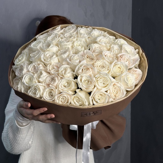 Букет из роз сорта «PLAYA BLANCA» 51шт