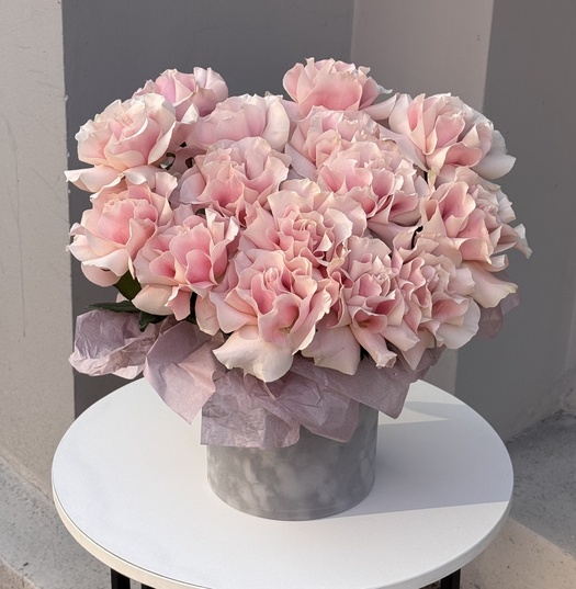 Композиция из французских роз сорта «PINK MONDIAL» 15шт