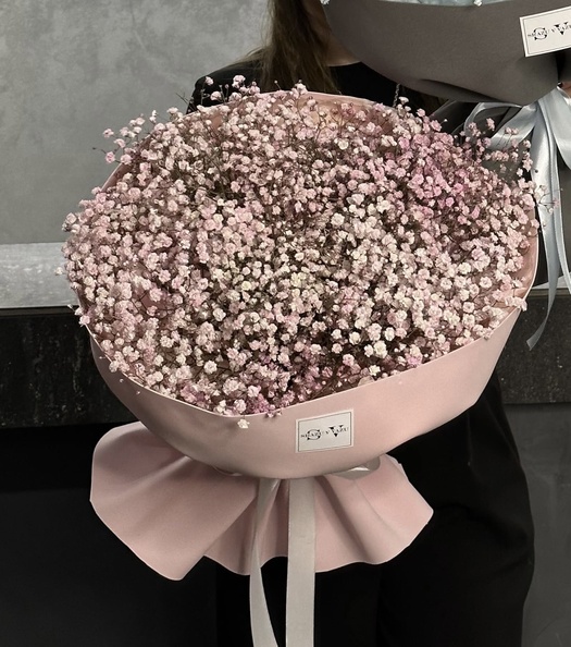 Букет из розовой гипсофилы 15шт